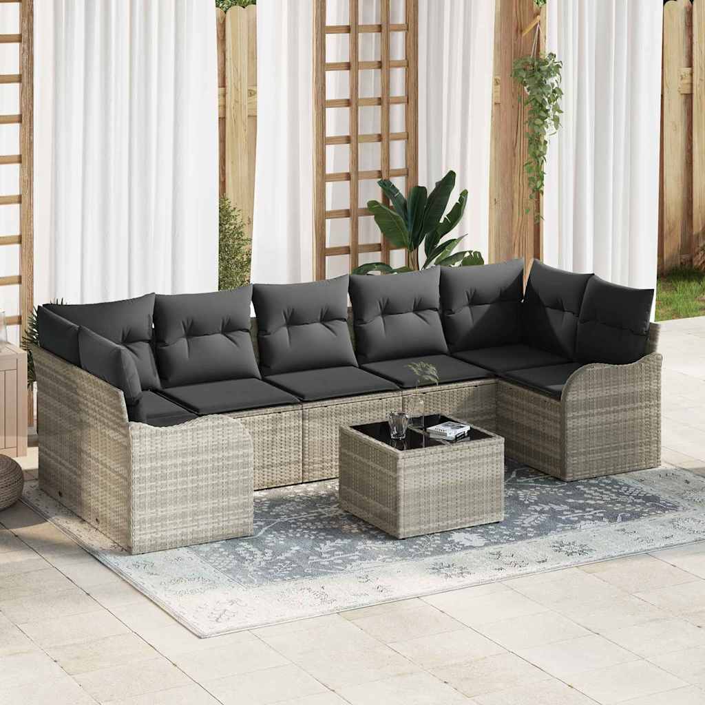 Set Divano da Giardino 8 pcs Grigio chiaro e grigio scuro