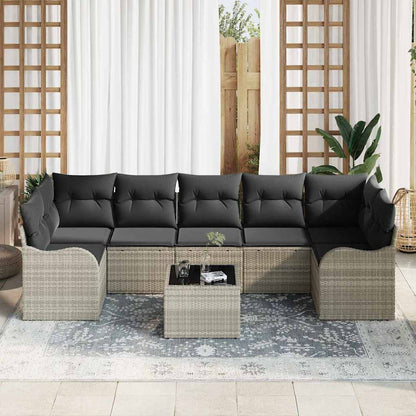 Set Divano da Giardino 8 pcs Grigio chiaro e grigio scuro