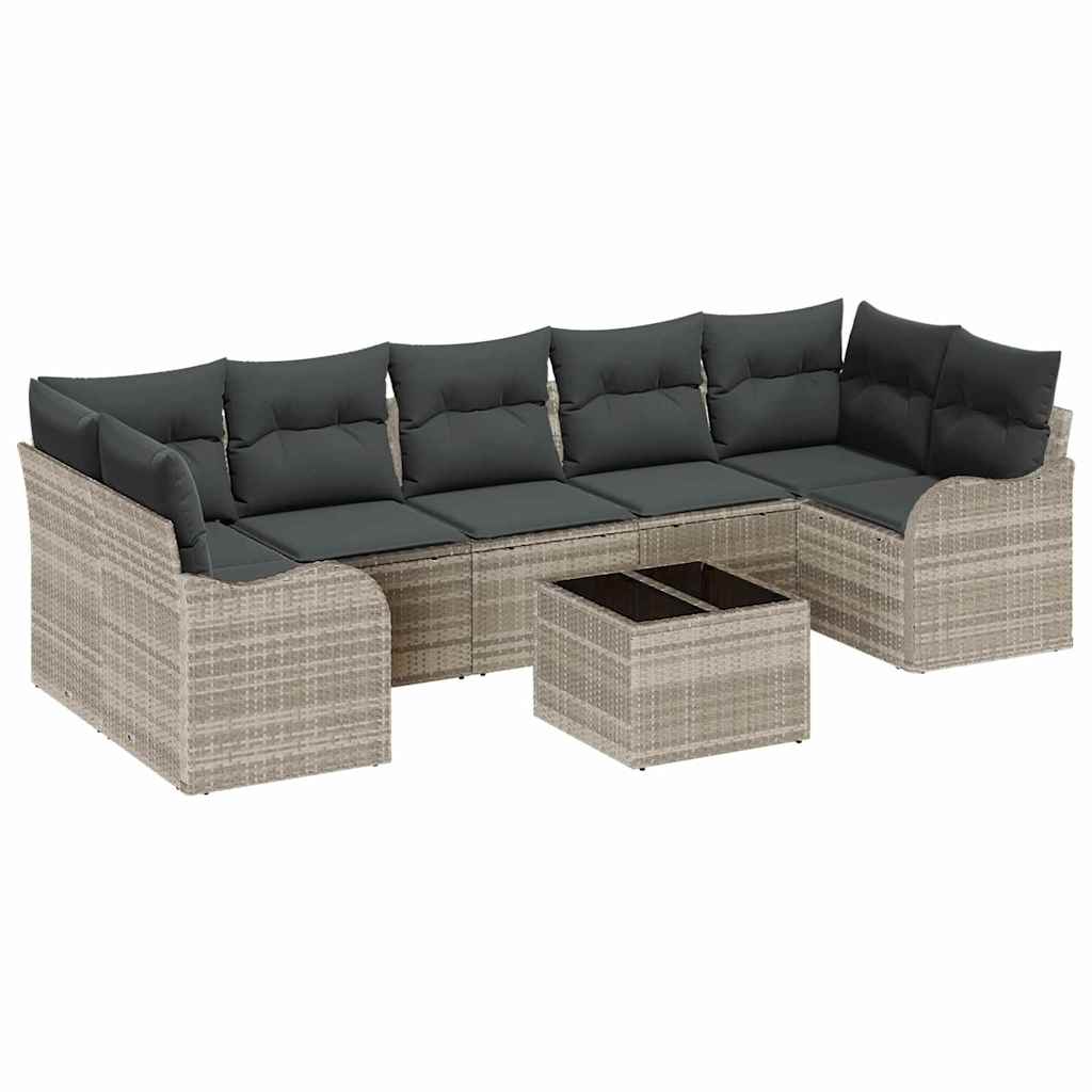 Set Divano da Giardino 8 pcs Grigio chiaro e grigio scuro