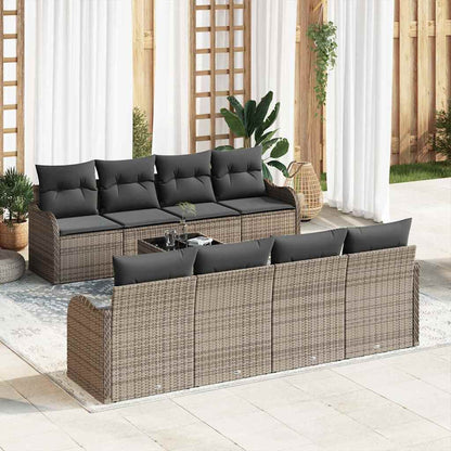 Set Divano da Giardino con cuscino con cuscino 9 pcs Grigio