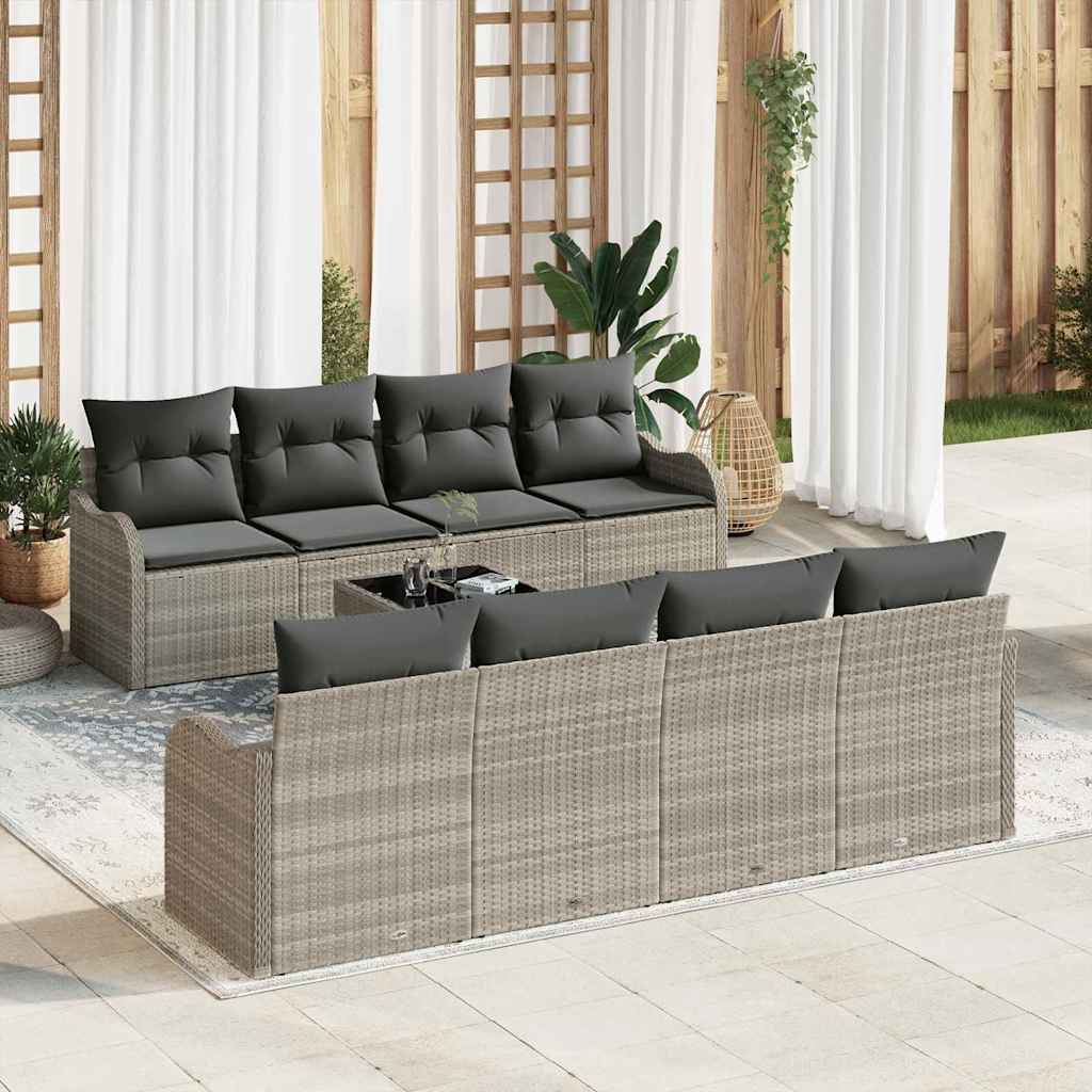 Set Divano da Giardino 9 pcs Grigio chiaro e grigio scuro