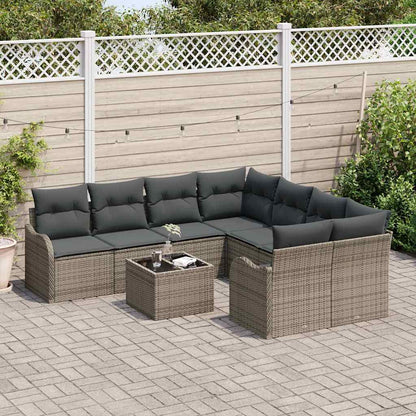 Set Divano da Giardino con cuscino con cuscino 9 pcs Grigio