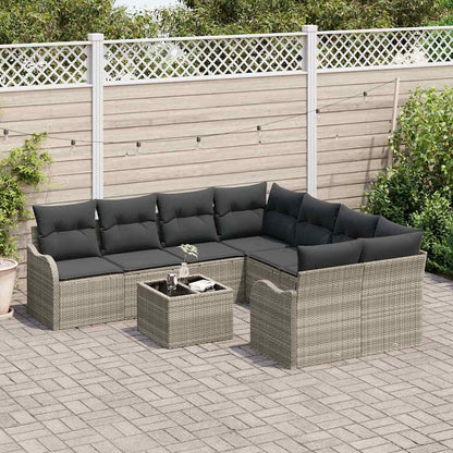 Set Divano da Giardino 9 pcs Grigio chiaro e grigio scuro