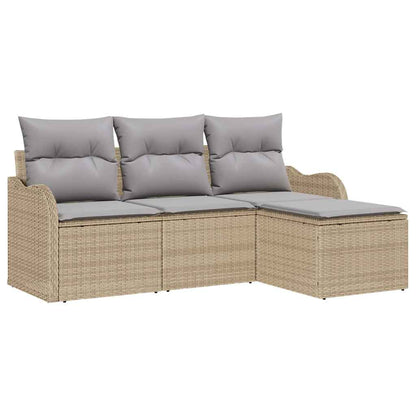 Set Divano da Giardino con archiviazione 4 pcs Beige polyrattan