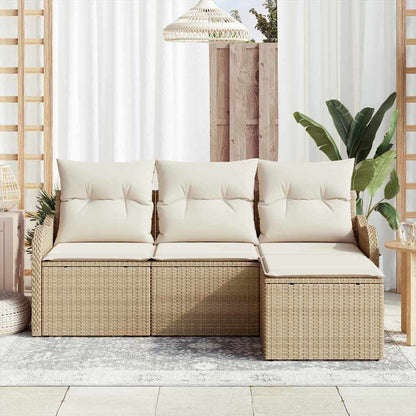 Set Divano da Giardino con archiviazione 4 pcs Beige polyrattan