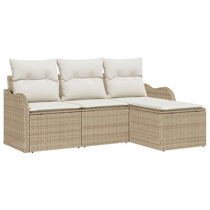 Set Divano da Giardino con archiviazione 4 pcs Beige polyrattan