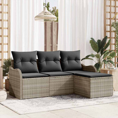 Set Divano da Giardino 4 pcs Grigio chiaro polyrattan