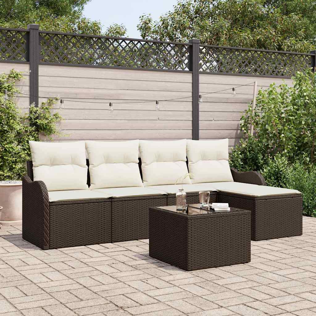 Set Divano da Giardino 6 pcs Grigio polyrattan