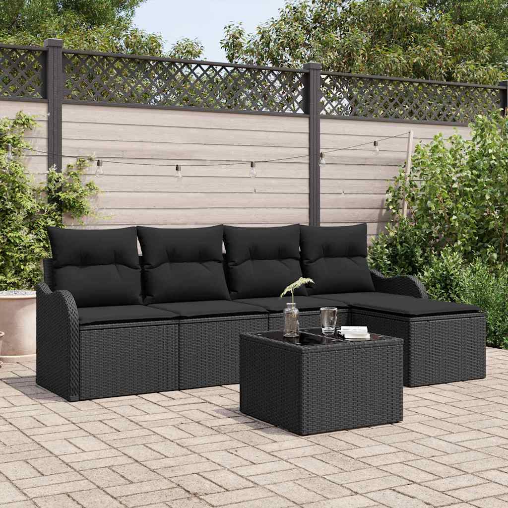 Set Divano da Giardino con cuscino 6 pcs Beige Poly Rattan