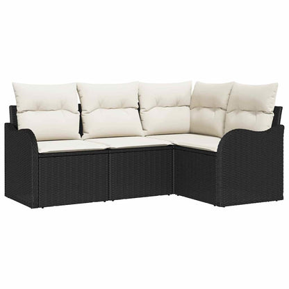 Set Divano da Giardino con archiviazione 4 pcs Nero polyrattan