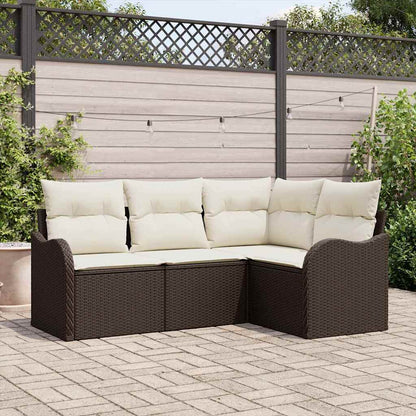 Set Divano da Giardino 4 pcs Marrone polyrattan