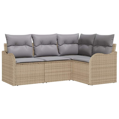 Set Divano da Giardino con archiviazione 4 pcs Beige polyrattan