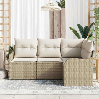 Set Divano da Giardino con archiviazione 4 pcs Beige polyrattan