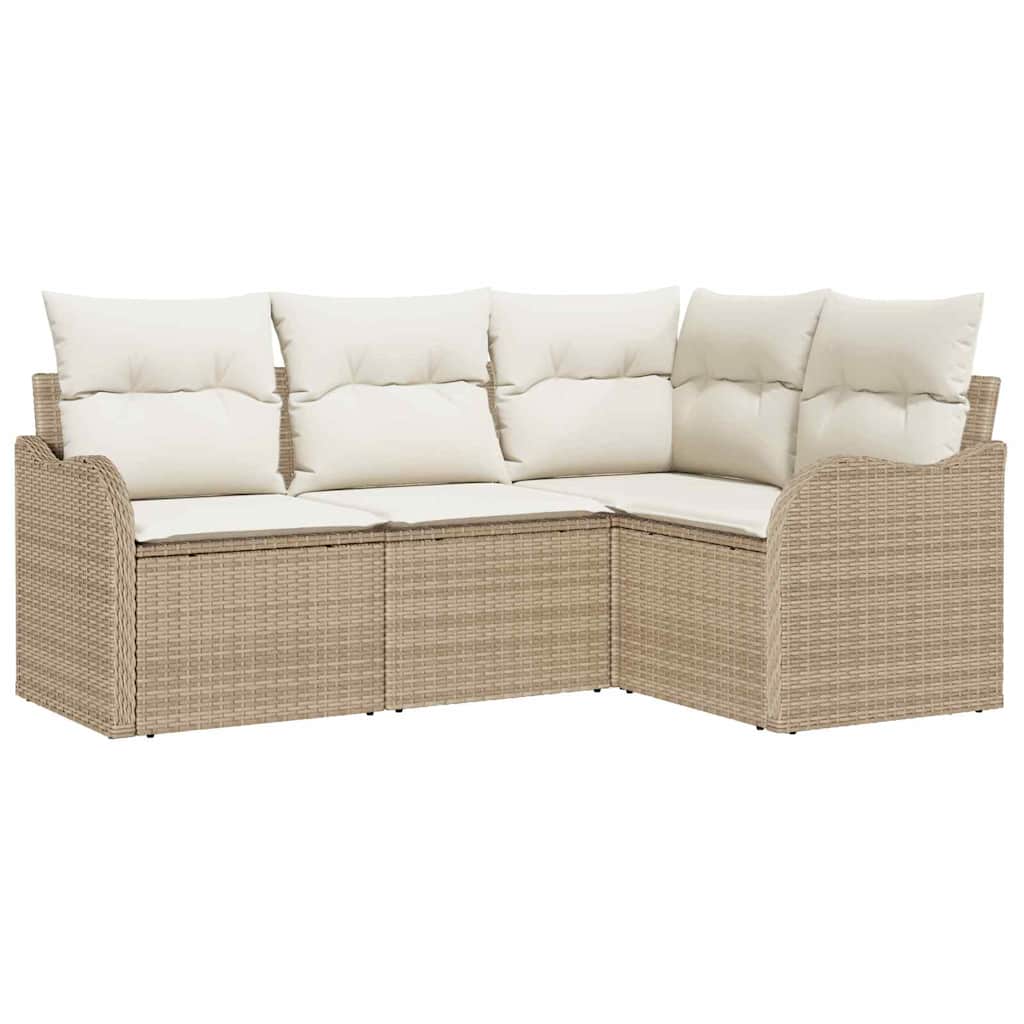 Set Divano da Giardino con archiviazione 4 pcs Beige polyrattan