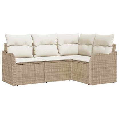 Set Divano da Giardino con archiviazione 4 pcs Beige polyrattan