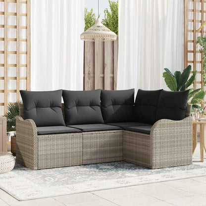 Set Divano da Giardino 4 pcs Grigio chiaro polyrattan