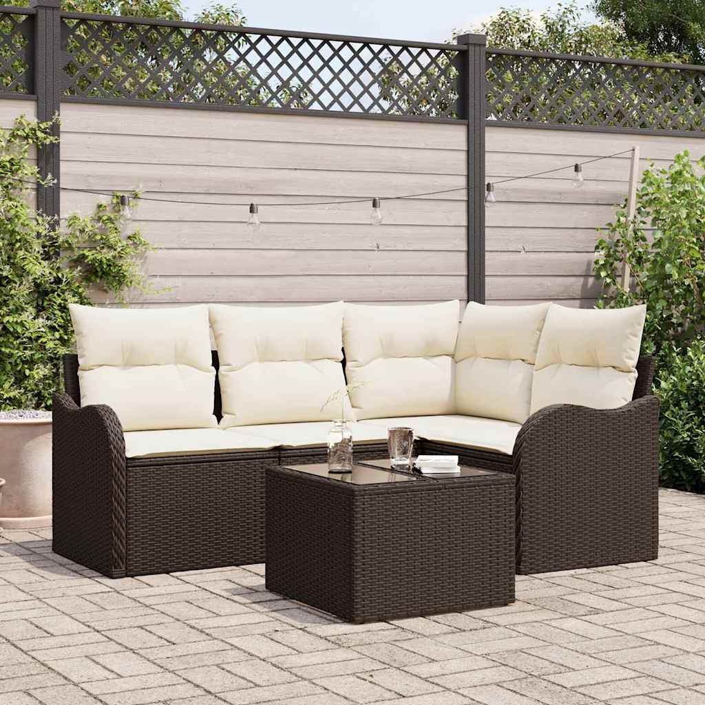 Set Divano da Giardino 5 pcs Grigio polyrattan