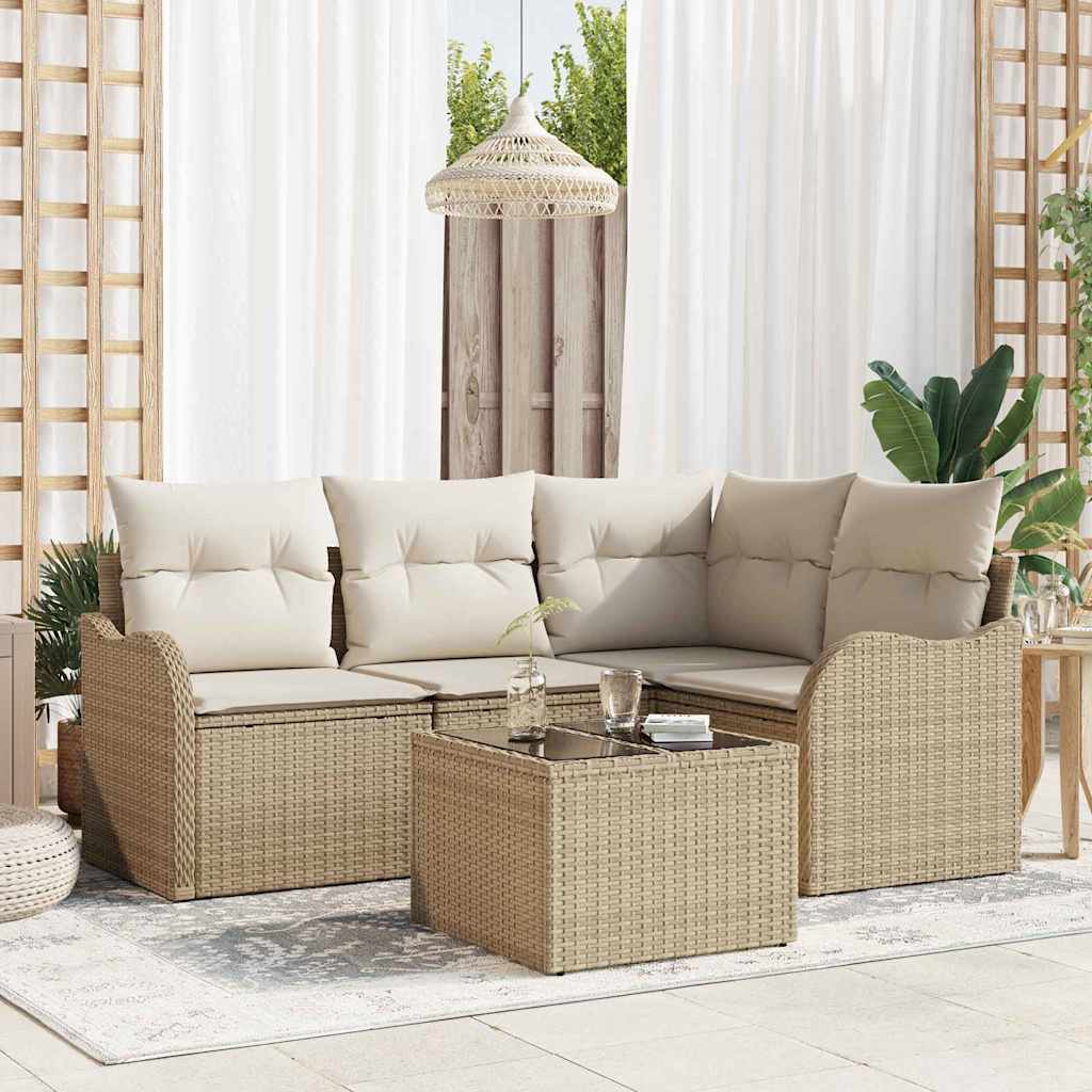 Set Divano da Giardino 5 pcs Marrone polyrattan