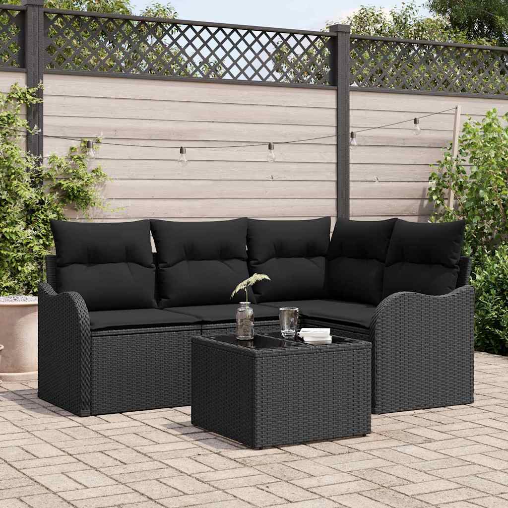 Set Divano da Giardino con archiviazione 5 pcs Beige polyrattan
