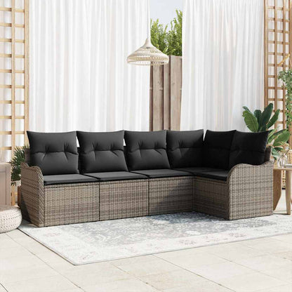 Set Divano da Giardino 5 pcs Grigio polyrattan