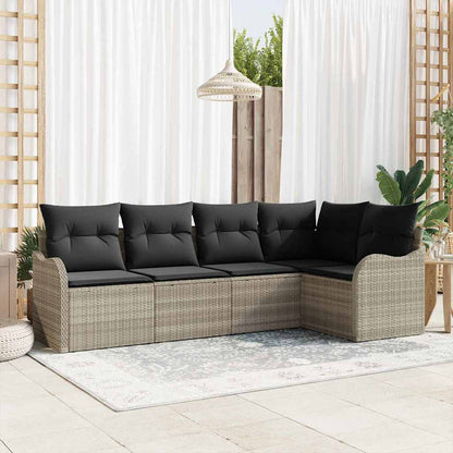 Set Divano da Giardino 5 pcs Grigio chiaro polyrattan