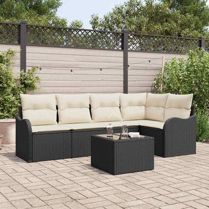 Set Divano da Giardino con archiviazione 6 pcs Nero polyrattan