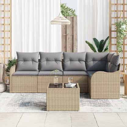 Set Divano da Giardino con archiviazione 6 pcs Beige polyrattan