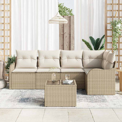 Set Divano da Giardino con archiviazione 6 pcs Beige polyrattan