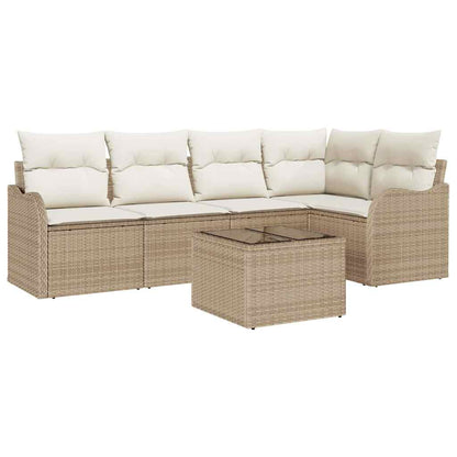 Set Divano da Giardino con archiviazione 6 pcs Beige polyrattan