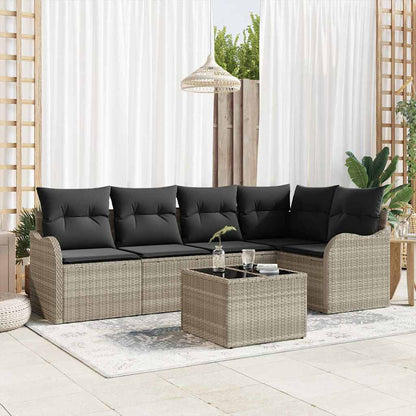 Set Divano da Giardino 6 pcs Grigio chiaro polyrattan