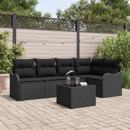 Set Divano da Giardino con archiviazione 6 pcs Nero polyrattan