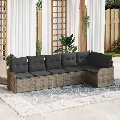 Set Divano da Giardino 6 pcs Grigio polyrattan