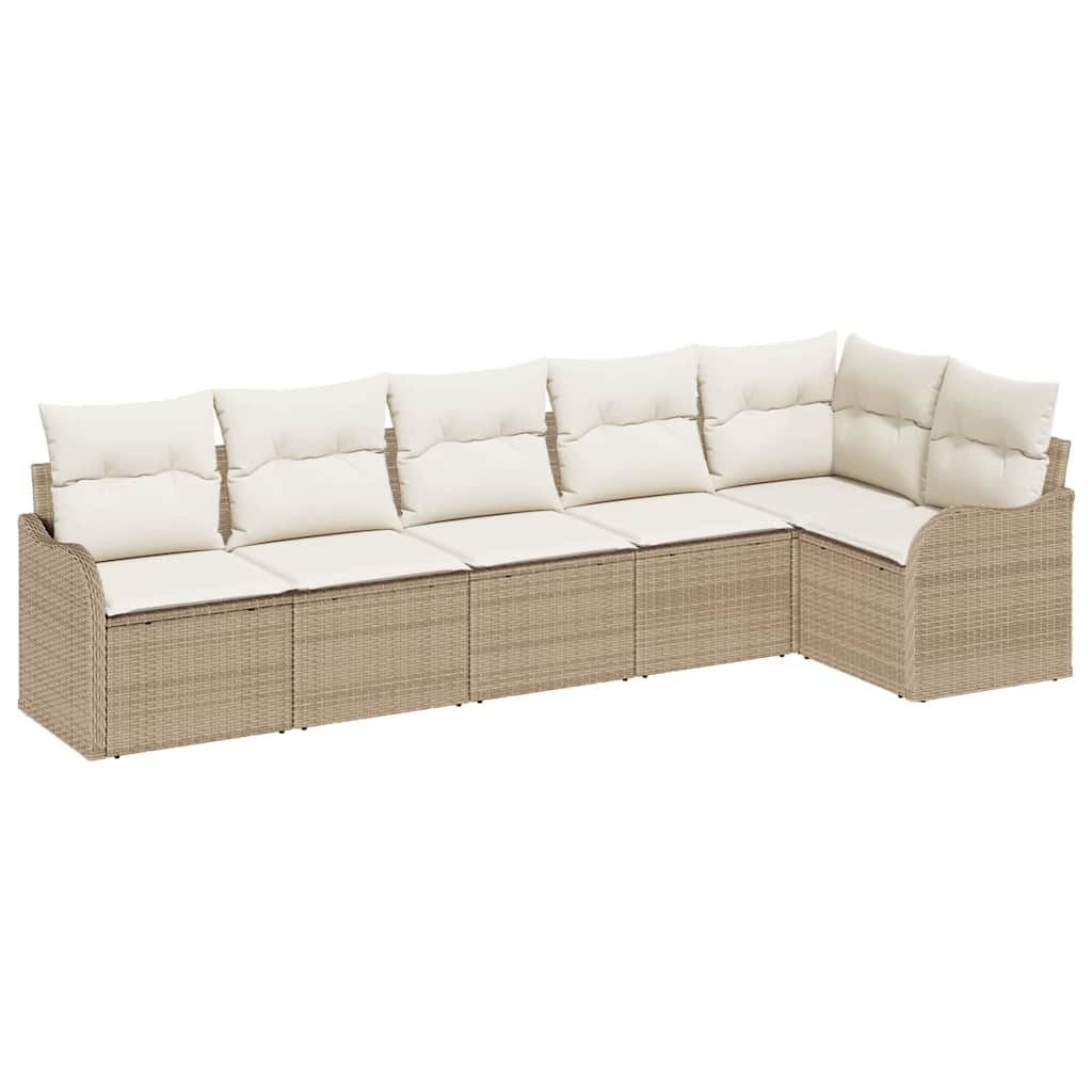 Set Divano da Giardino con archiviazione 6 pcs Beige polyrattan