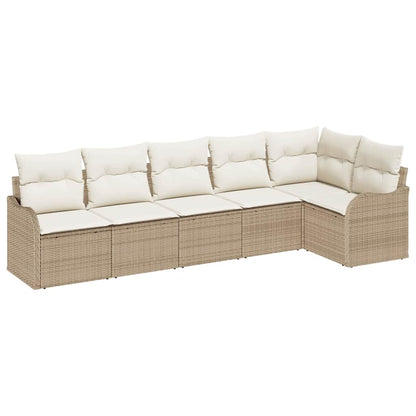 Set Divano da Giardino con archiviazione 6 pcs Beige polyrattan