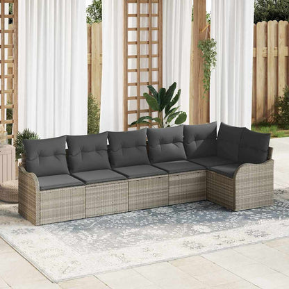 Set Divano da Giardino 6 pcs Grigio chiaro Poly Rattan