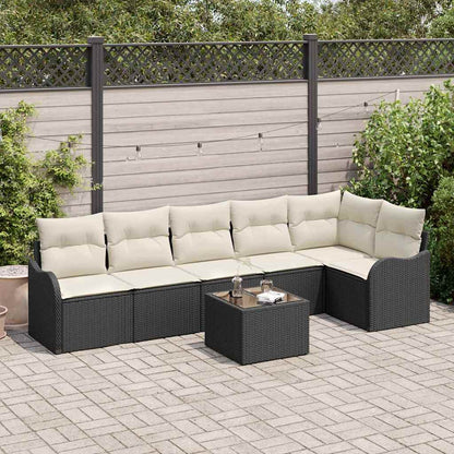 Set Divano da Giardino con cuscino 7 pcs Marrone Poly Rattan