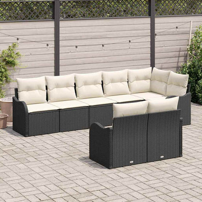 Set Divano da Giardino 8 pcs Nero e Bianco polyrattan