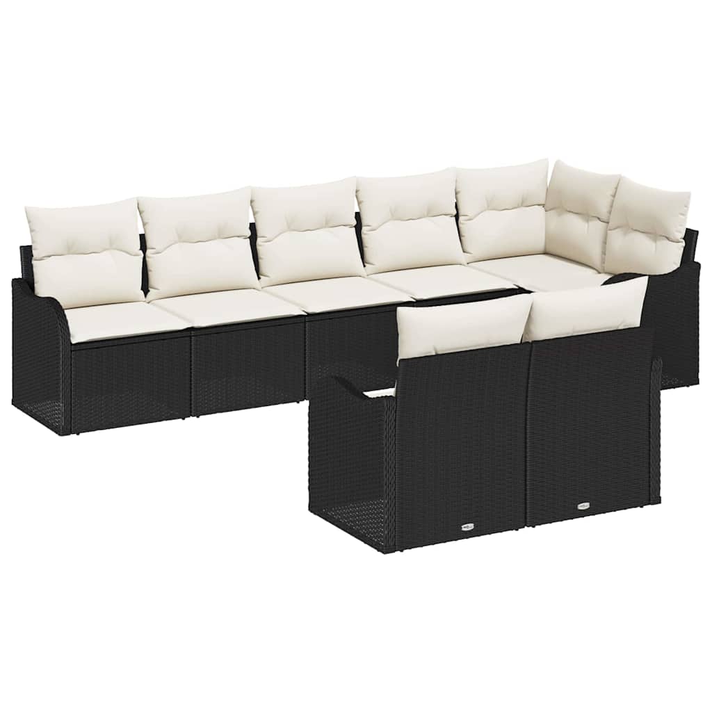 Set Divano da Giardino 8 pcs Nero e Bianco polyrattan