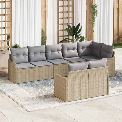 Set Divano da Giardino 8 pcs Beige e Grigio Chiaro polyrattan