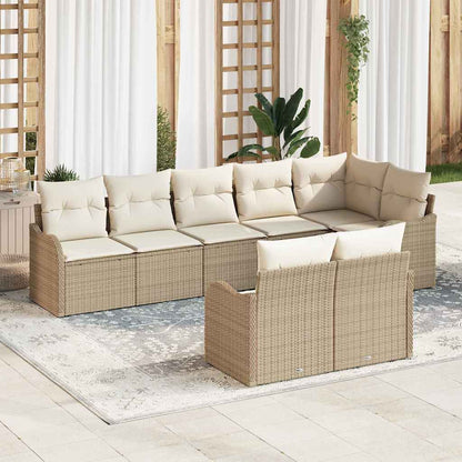 Set Divano da Giardino 8 pcs Beige e Bianco polyrattan