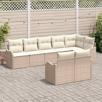 Set Divano da Giardino 8 pcs Beige e Bianco polyrattan