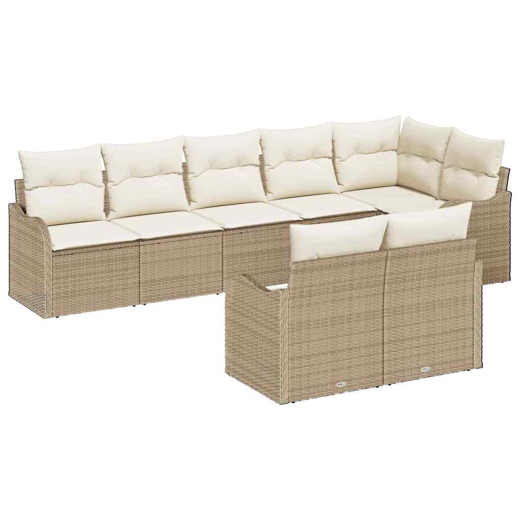 Set Divano da Giardino 8 pcs Beige e Bianco polyrattan