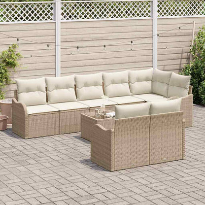 Set Divano da Giardino 9 pcs Beige e Bianco polyrattan