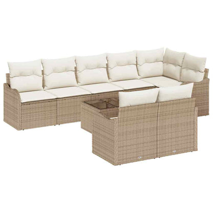 Set Divano da Giardino 9 pcs Beige e Bianco polyrattan