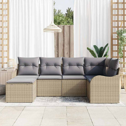 Set Divano da Giardino 6 pcs beige e grigio chiaro Poly Rattan
