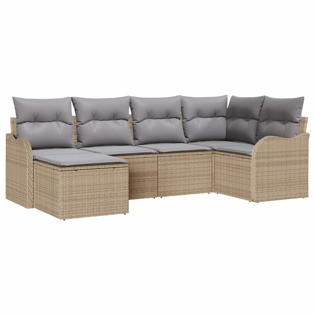 Set Divano da Giardino 6 pcs beige e grigio chiaro Poly Rattan