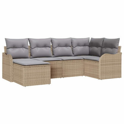 Set Divano da Giardino 6 pcs beige e grigio chiaro Poly Rattan