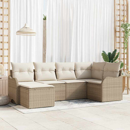 Set Divano da Giardino 6 pcs Beige e bianco Poly Rattan