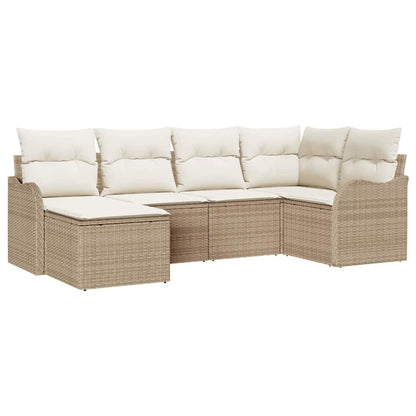 Set Divano da Giardino 6 pcs Beige e bianco Poly Rattan