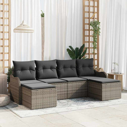 Set Divano da Giardino 6 pcs Grigio polyrattan